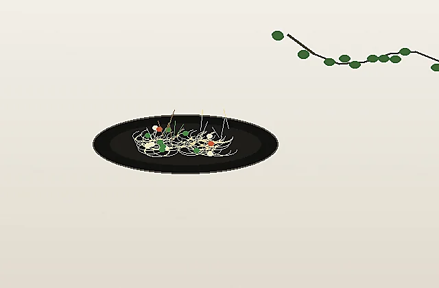 검은 그릇에 담긴 요리